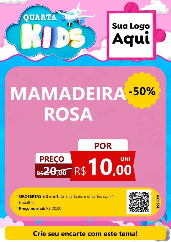 Modelo de Cartaz para Cartaz A4 Vertical com o tema Quarta Kids para Bebês