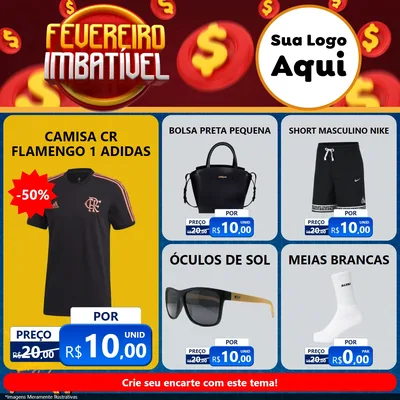 Modelo de Rede Social para Feed Facebook com o tema Fevereiro Imbatível para Roupas e acessórios