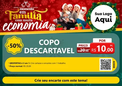 Modelo de Cartaz para Cartaz A4 Horizontal com o tema Momento em Família (Natal) para Embalagens