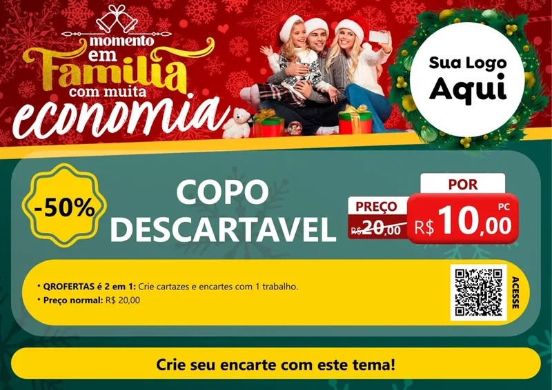 Modelo de Cartaz para Cartaz A4 Horizontal com o tema Momento em Família (Natal) para Embalagens