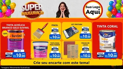 Modelo de TV para TV Horizontal com o tema Super Inauguração para Tintas e Ferramentas