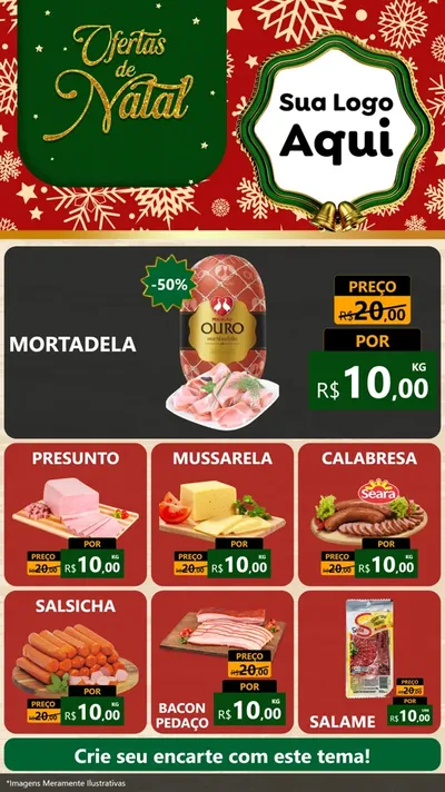 Modelo de Rede Social para Stories com o tema Natal de Ofertas para Frios e Laticínios