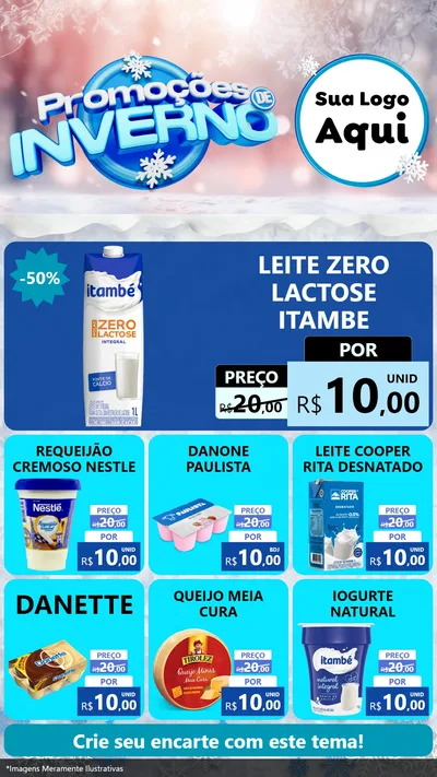 Modelo de Rede Social para Stories com o tema Promoções de Inverno para Frios e Laticínios