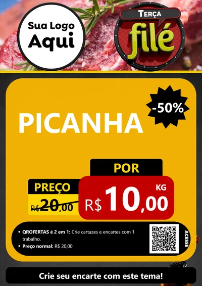 Modelo de Cartaz para Cartaz A4 Vertical com o tema Terça Filé para Açougue
