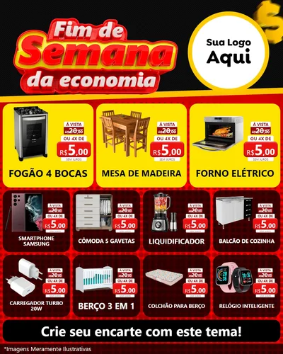 Modelo de Rede Social para Feed Instagram com o tema Fim de Semana da Economia para Móveis e Eletro