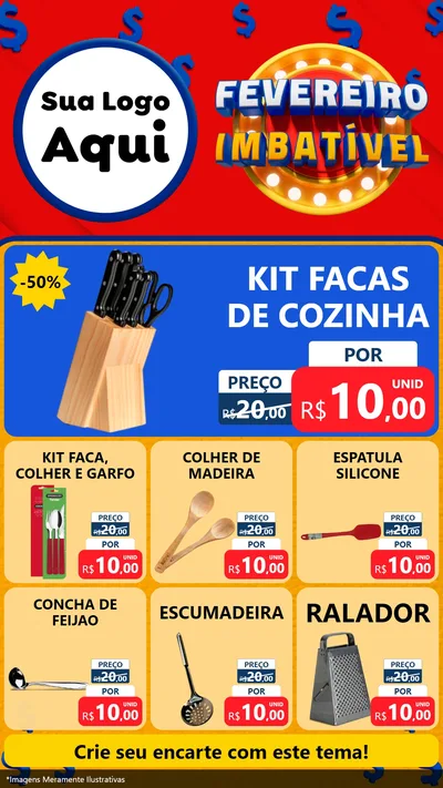 Modelo de Rede Social para Stories com o tema Fevereiro Imbatível para Utilidades Domésticas