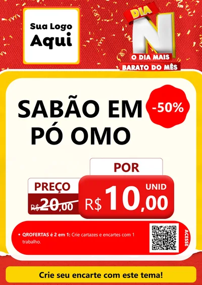 Modelo de Cartaz para Cartaz A4 Vertical com o tema Dia N o Dia Mais Barato do Mês para Produtos de Limpeza