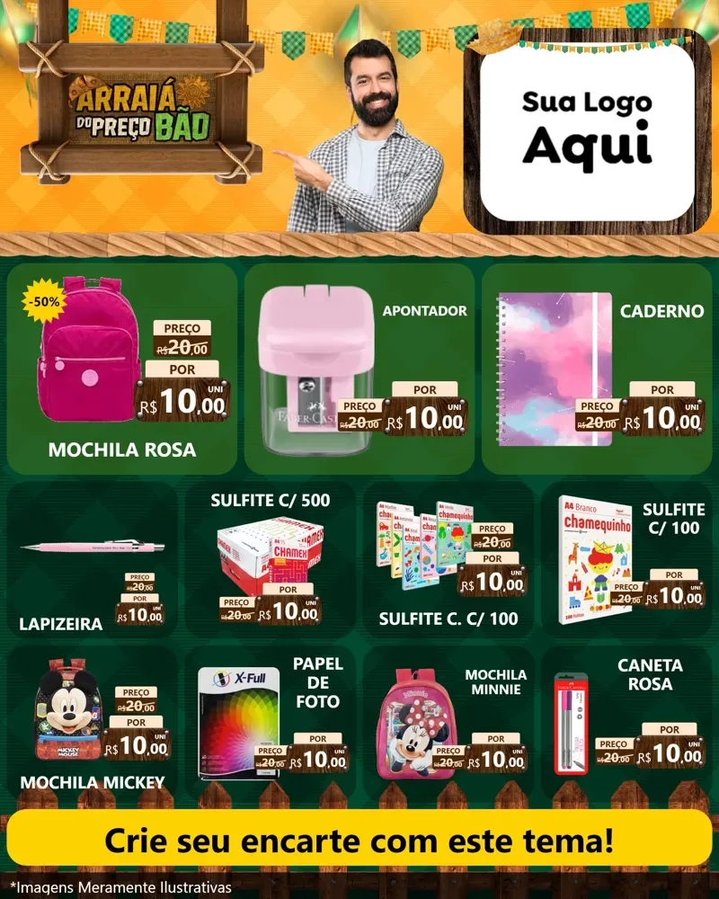 Modelo de Rede Social para Feed Instagram com o tema Arraiá do preço bão para Papelaria