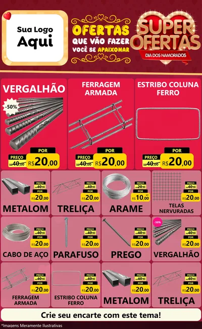 Modelo de Encarte para Encarte Grande com o tema Dia dos Namorados para Ferragens