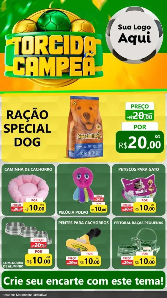 Modelo de Rede Social para Stories com o tema Torcida Campeã - Copa para Pet Shop
