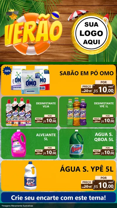 Modelo de TV para TV Vertical com o tema Verão para Produtos de Limpeza