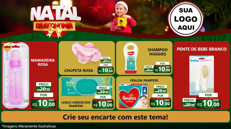 Modelo de TV para TV Horizontal com o tema Natal da Economia para Bebês