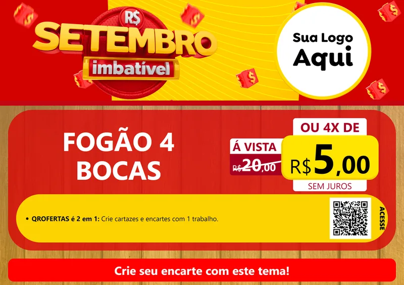 Modelo de Cartaz para Cartaz A4 Horizontal com o tema Setembro Imbatível para Móveis e Eletro