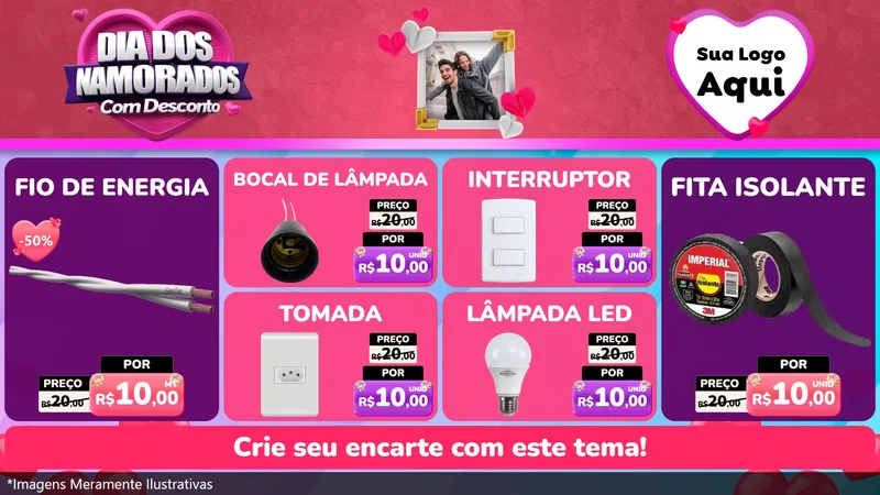 Modelo de TV para TV Horizontal com o tema Dia Dos Namorados Com Desconto para Materiais Elétricos