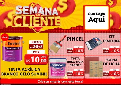 Modelo de Encarte para Encarte A4 Horizontal com o tema Semana do Cliente para Tintas e Ferramentas