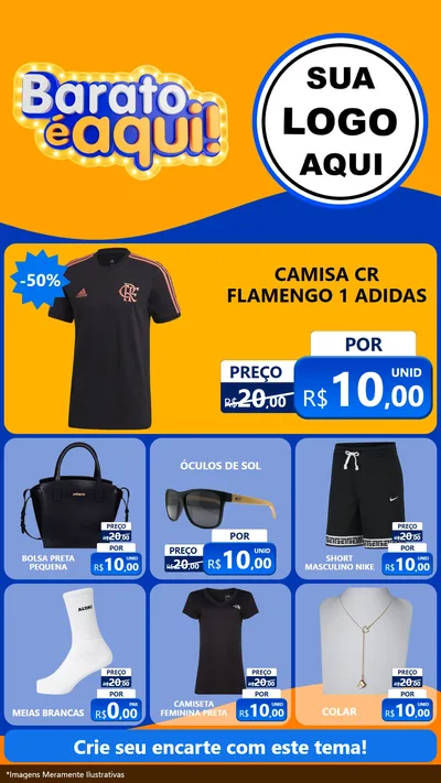 Modelo de Rede Social para Stories com o tema Barato é aqui para Roupas e acessórios