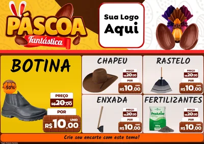 Modelo de Encarte para Encarte A4 Horizontal com o tema Páscoa Fantástica para Agropecuária