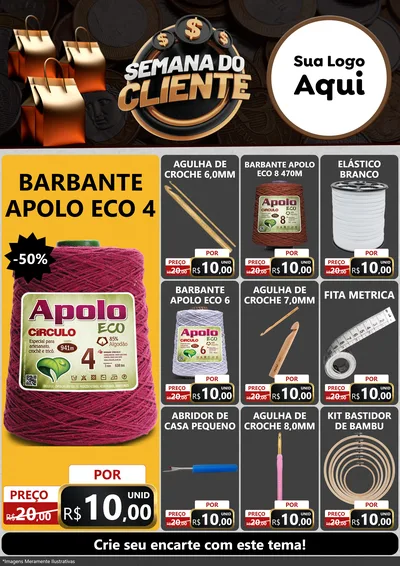 Modelo de Encarte para Encarte A4 Vertical com o tema Semana do Cliente para Armarinho e Aviamentos