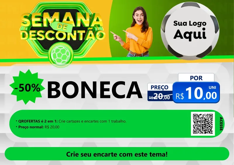 Modelo de Cartaz para Cartaz A4 Horizontal com o tema Semana de Descontão - Copa para Brinquedos