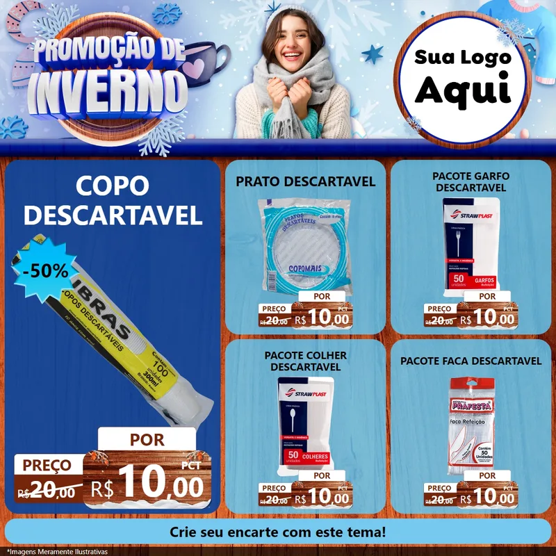 Modelo de Rede Social para Feed Facebook com o tema Promoção de Inverno para Embalagens