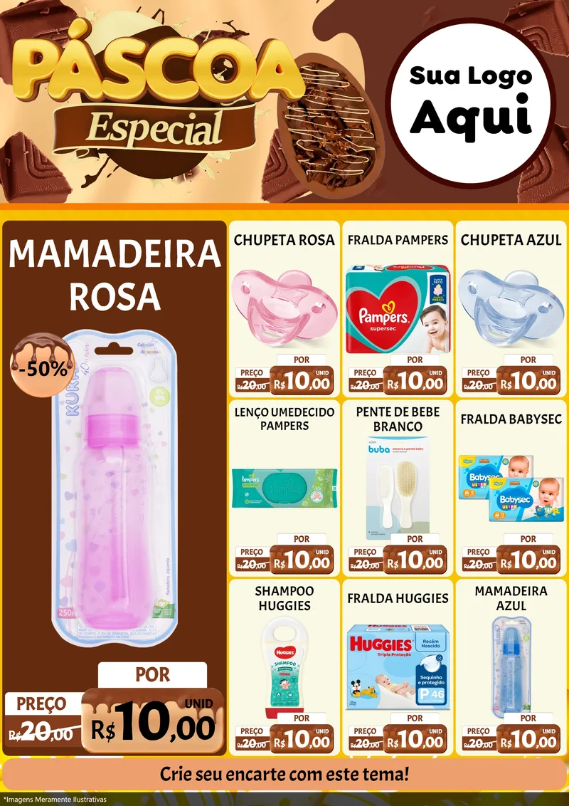 Modelo de Encarte para Encarte A4 Vertical com o tema Páscoa Especial para Bebês