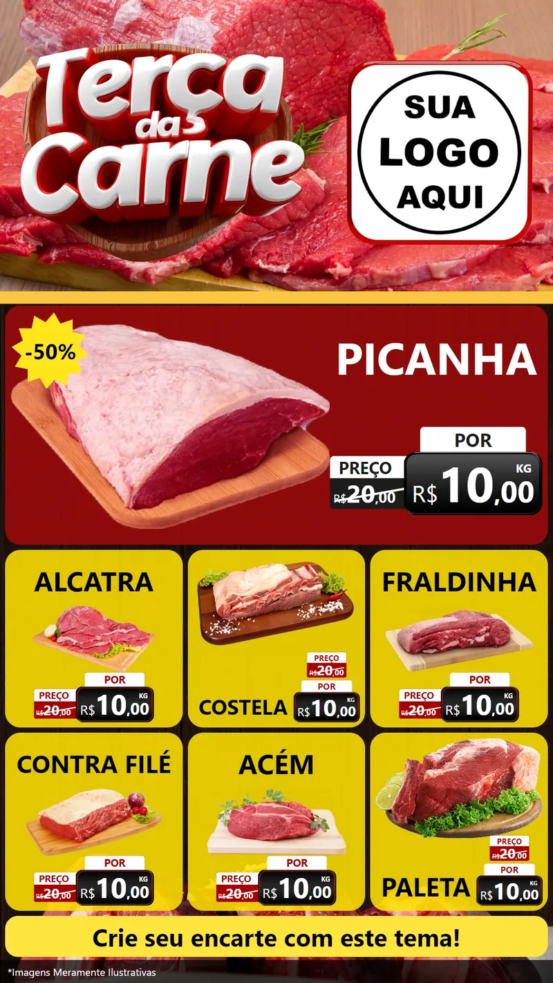 Modelo de Rede Social para Stories com o tema Terça das Carnes para Açougue