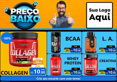 Modelo de Encarte para Encarte A4 Horizontal com o tema Preço Baixo para Suplementos alimentares