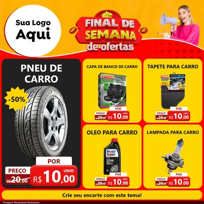 Modelo de Rede Social para Feed Facebook com o tema Final de Semana de Ofertas para Auto peças