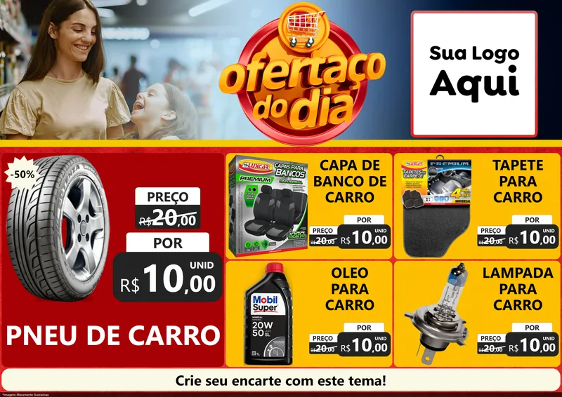 Modelo de Encarte para Encarte A4 Horizontal com o tema Ofertaço Do Dia para Auto peças