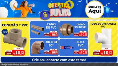 Modelo de TV para TV Horizontal com o tema Ofertas de Julho para Tubos e conexões