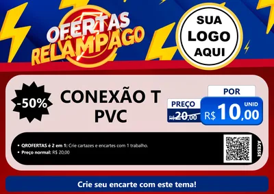 Modelo de Cartaz para Cartaz A4 Horizontal com o tema Ofertas Relâmpago para Tubos e conexões