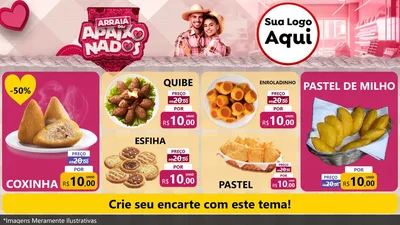 Modelo de TV para TV Horizontal com o tema Arraiá dos Apaixonados - Junina para Salgadaria