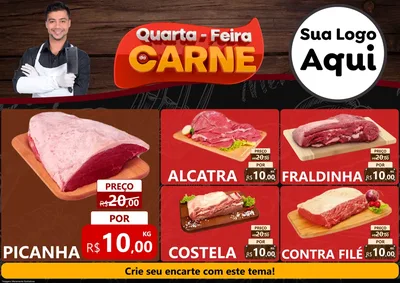 Modelo de Encarte para Encarte A4 Horizontal com o tema Quarta-Feira de Carne para Açougue