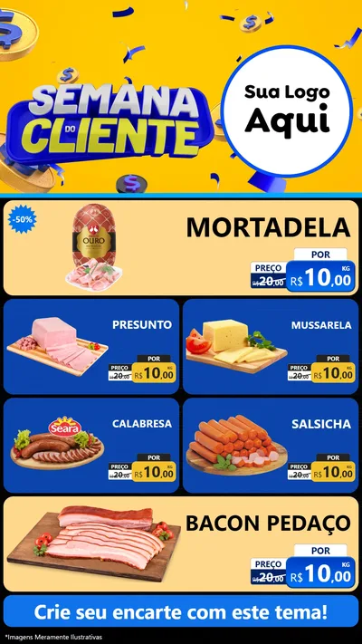 Modelo de TV para TV Vertical com o tema Semana do Cliente para Frios e Laticínios