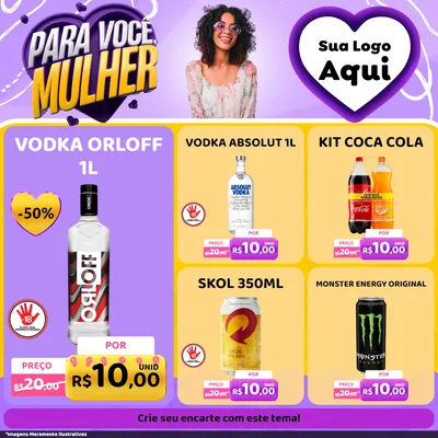Modelo de Rede Social para Feed Facebook com o tema Para Você, Mulher para Distribuidora de bebidas