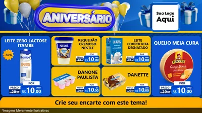 Modelo de TV para TV Horizontal com o tema Aniversário para Frios e Laticínios