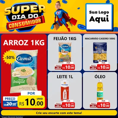 Modelo de Rede Social para Feed Facebook com o tema Super Dia do Consumidor para Supermercado