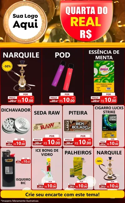 Modelo de Encarte para Encarte Grande com o tema Quarta do Real para Tabacaria