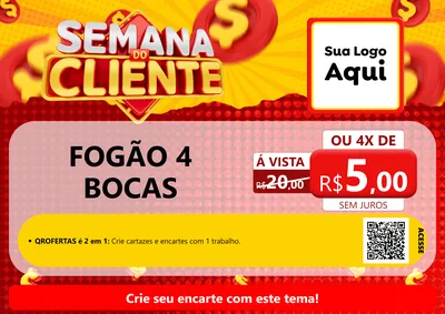 Modelo de Cartaz para Cartaz A4 Horizontal com o tema Semana do Cliente para Móveis e Eletro