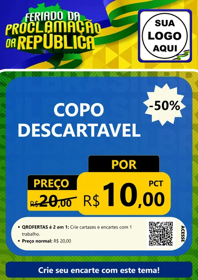 Modelo de Cartaz para Cartaz A4 Vertical com o tema Feriado da Proclamação da República para Embalagens