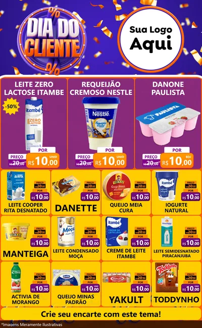 Modelo de Encarte para Encarte Grande com o tema Dia do Cliente para Frios e Laticínios