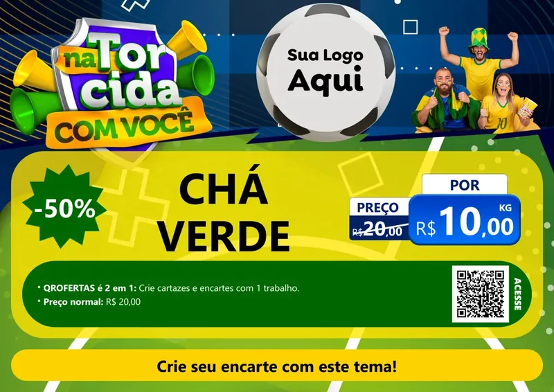 Modelo de Cartaz para Cartaz A4 Horizontal com o tema Na Torcida Com Você - Copa para Produtos Naturais