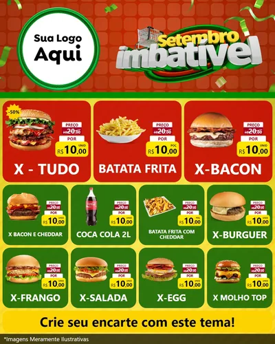 Modelo de Rede Social para Feed Instagram com o tema Setembro Imbatível para Hamburgueria