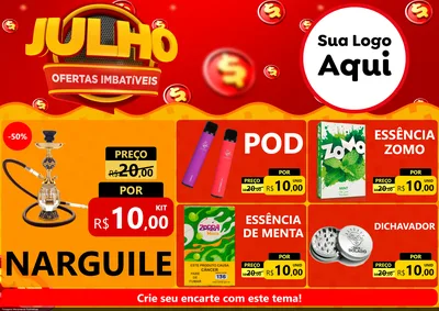 Modelo de Encarte para Encarte A4 Horizontal com o tema Julho Ofertas Imbatíveis para Tabacaria