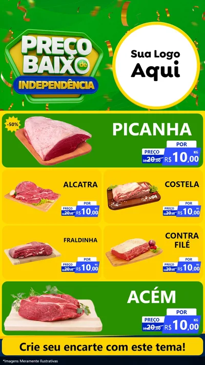 Modelo de TV para TV Vertical com o tema Preço Baixo de Independência para Açougue