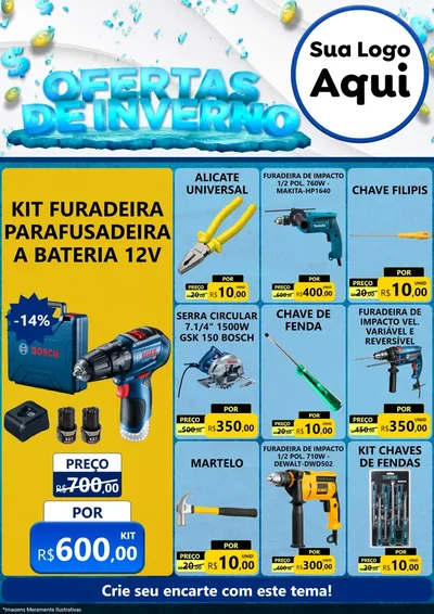 Modelo de Encarte para Encarte A4 Vertical com o tema Ofertas de Inverno para Maquinas e Ferramentas