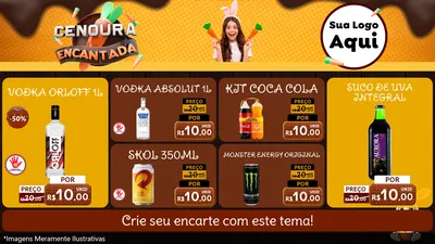 Modelo de TV para TV Horizontal com o tema Cenoura Encantada - Páscoa para Distribuidora de bebidas