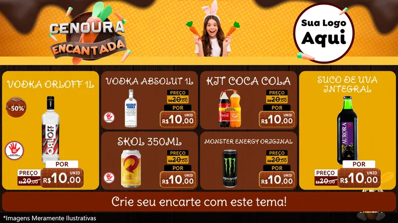 Modelo de TV para TV Horizontal com o tema Cenoura Encantada - Páscoa para Distribuidora de bebidas