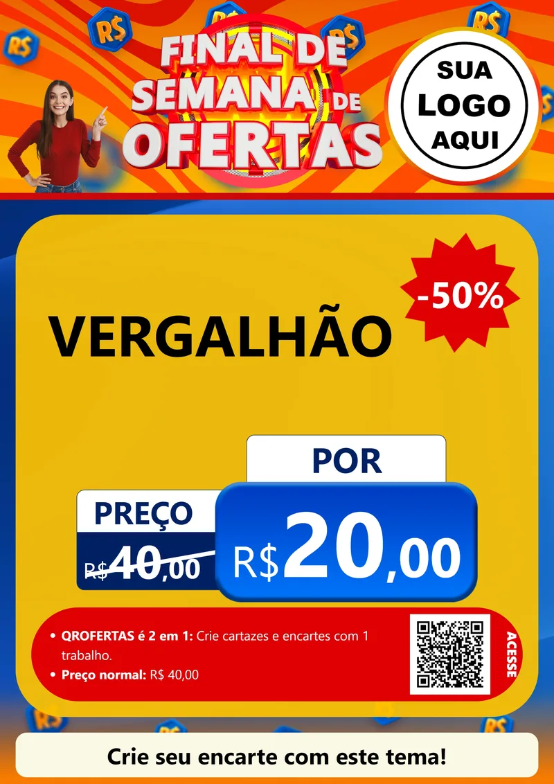 Modelo de Cartaz para Cartaz A4 Vertical com o tema Final de Semana de Ofertas para Ferragens