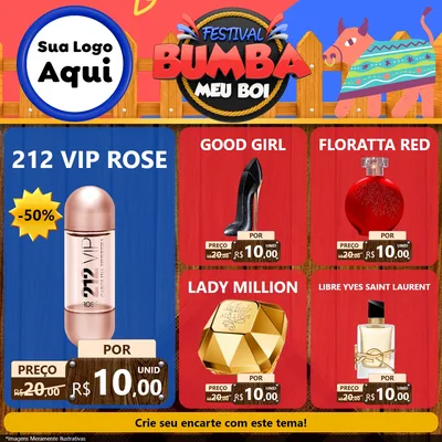 Modelo de Rede Social para Feed Facebook com o tema Festival Bumba Meu Boi para Perfumes